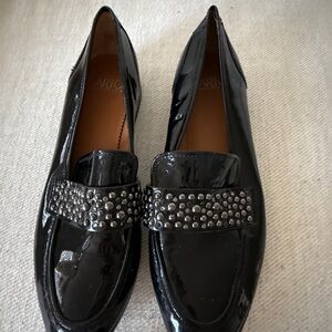 Franco Sarto Black Studded Loafers